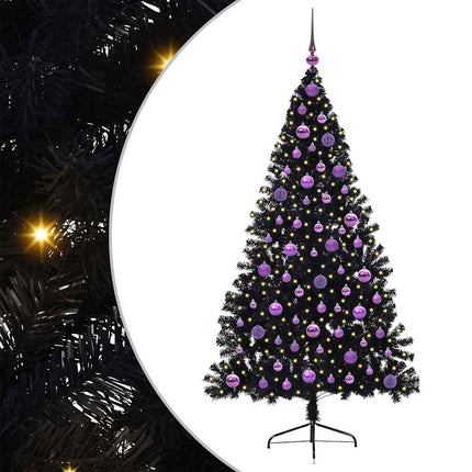 Konstgjord Förbelyst Julgran Svart 180 cm PVC