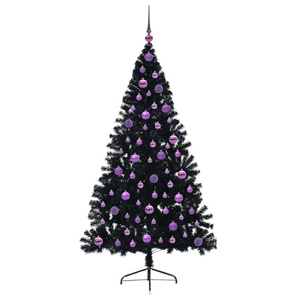 Konstgjord Förbelyst Julgran Svart 180 cm PVC