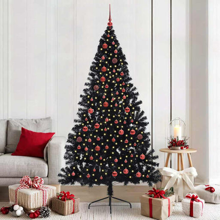 Konstgjord Förbelyst Julgran Svart 210 cm PVC