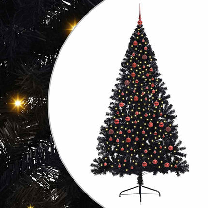 Konstgjord Förbelyst Julgran Svart 210 cm PVC