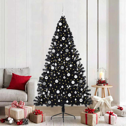 Konstgjord Förbelyst Julgran Svart 210 cm PVC