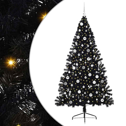 Konstgjord Förbelyst Julgran Svart 210 cm PVC