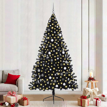 Konstgjord Förbelyst Julgran Svart 240 cm PVC