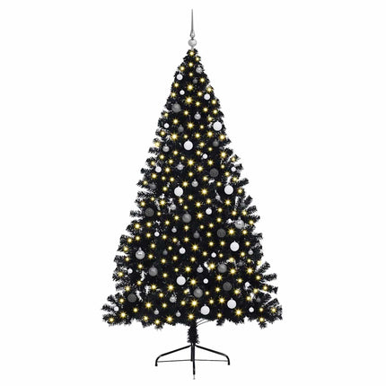 Konstgjord Förbelyst Julgran Svart 240 cm PVC