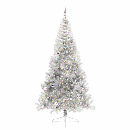 Konstgjord Förbelyst Julgran Silver 210 cm PET
