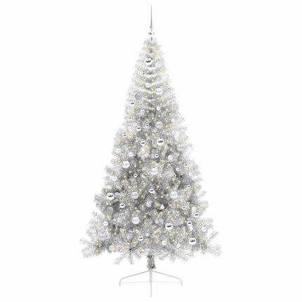 Konstgjord Förbelyst Julgran Silver 210 cm PET