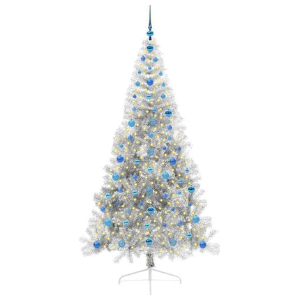 Konstgjord Förbelyst Julgran Silver 210 cm PET