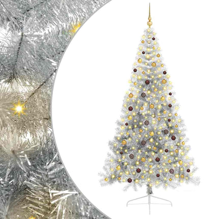 Konstgjord Förbelyst Julgran Silver 240 cm PET