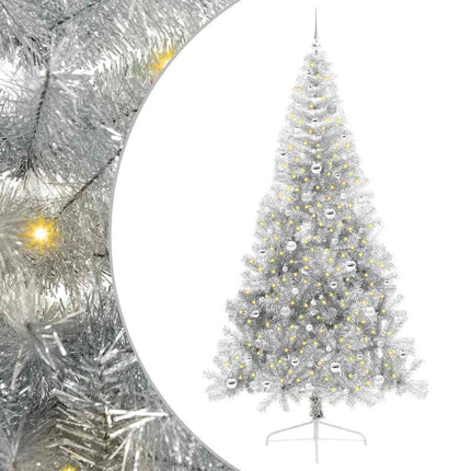 Konstgjord Förbelyst Julgran Silver 240 cm PET
