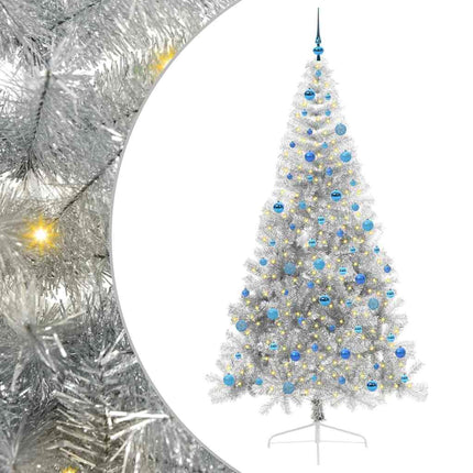 Konstgjord Förbelyst Julgran Silver 240 cm PET