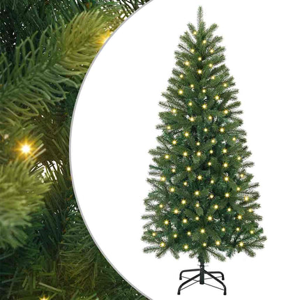 Konstgjord julgran med 150 LED-lampor Grön 120 cm PE och PVC