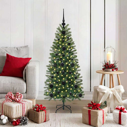 Konstgjord julgran med 150 LED-lampor Grön 120 cm PE och PVC