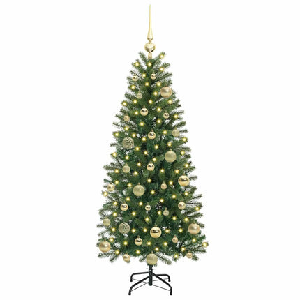 Konstgjord julgran med 150 LED-lampor Grön 120 cm PE och PVC