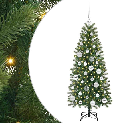 Konstgjord julgran med 150 LED-lampor Grön 120 cm PE och PVC