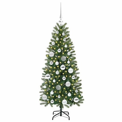 Konstgjord julgran med 150 LED-lampor Grön 120 cm PE och PVC