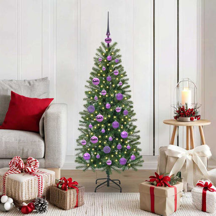 Konstgjord julgran med 150 LED-lampor Grön 120 cm PE och PVC