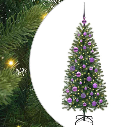 Konstgjord julgran med 150 LED-lampor Grön 120 cm PE och PVC