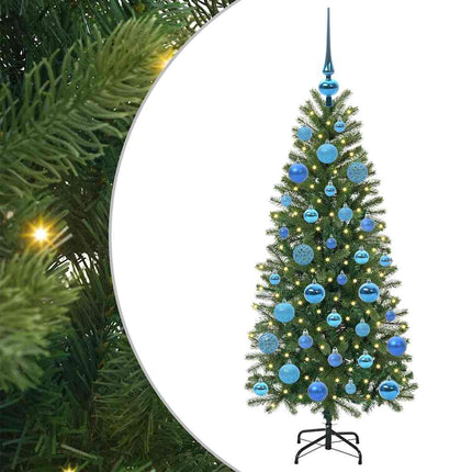 Konstgjord julgran med 150 LED-lampor Grön 120 cm PE och PVC