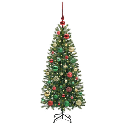 Konstgjord julgran med 150 LED-lampor Grön 120 cm PE och PVC