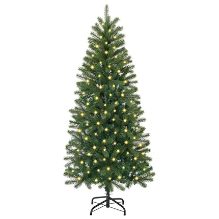 Konstgjord julgran med 150 LED-lampor Grön 150 cm PE och PVC