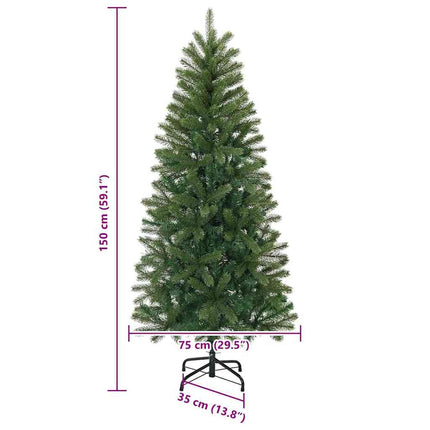 Konstgjord julgran med 150 LED-lampor Grön 150 cm PE och PVC