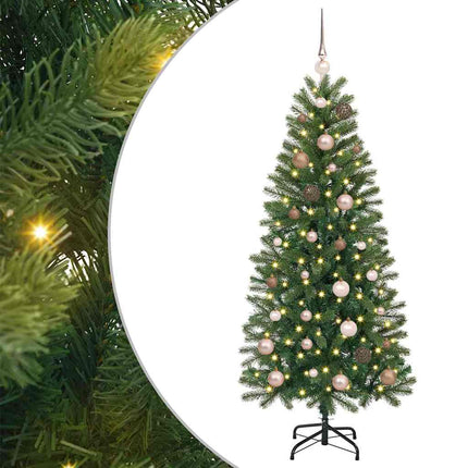 Konstgjord julgran med 150 LED-lampor Grön 150 cm PE och PVC