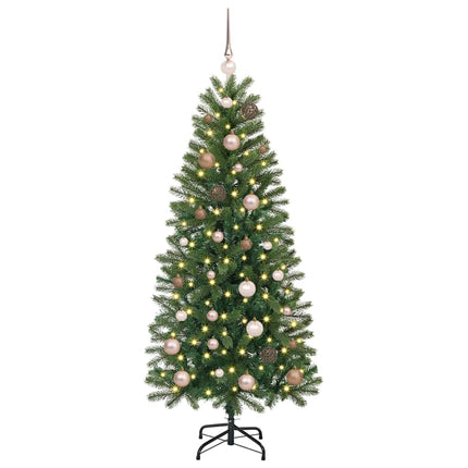Konstgjord julgran med 150 LED-lampor Grön 150 cm PE och PVC