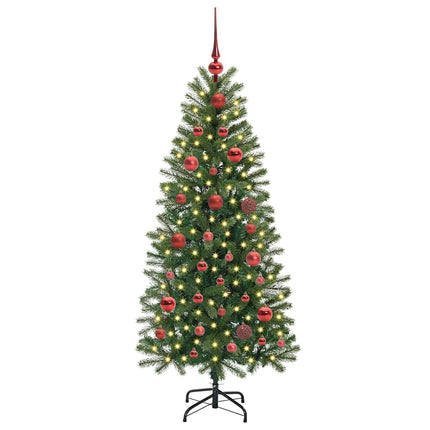 Konstgjord julgran med 150 LED-lampor Grön 150 cm PE och PVC