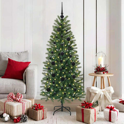 Konstgjord julgran med 150 LED-lampor Grön 150 cm PE och PVC