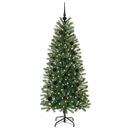 Konstgjord julgran med 150 LED-lampor Grön 150 cm PE och PVC