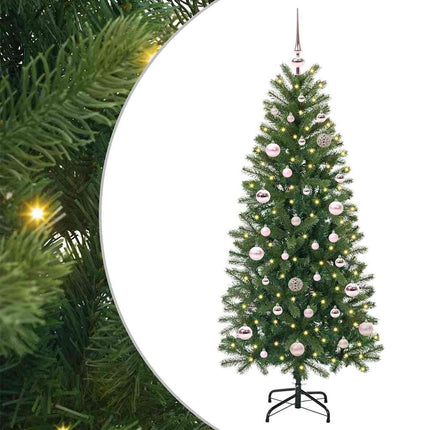 Konstgjord julgran med 150 LED-lampor Grön 150 cm PE och PVC