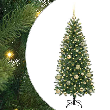 Konstgjord julgran med 150 LED-lampor Grön 150 cm PE och PVC