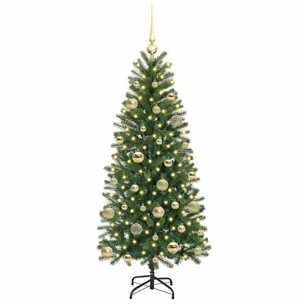 Konstgjord julgran med 150 LED-lampor Grön 150 cm PE och PVC
