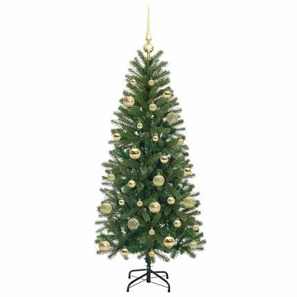 Konstgjord julgran med 150 LED-lampor Grön 150 cm PE och PVC