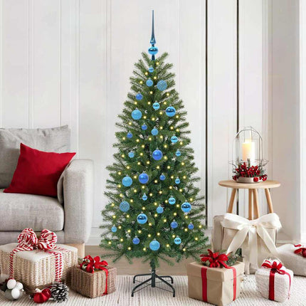Konstgjord julgran med 150 LED-lampor Grön 150 cm PE och PVC