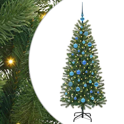 Konstgjord julgran med 150 LED-lampor Grön 150 cm PE och PVC