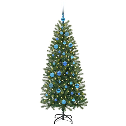 Konstgjord julgran med 150 LED-lampor Grön 150 cm PE och PVC