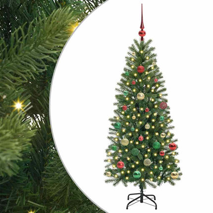 Konstgjord julgran med 150 LED-lampor Grön 150 cm PE och PVC