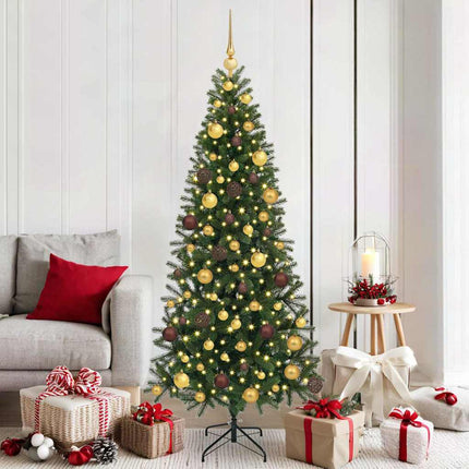 Konstgjord julgran med 300 LED-lampor Grön 180 cm PE och PVC