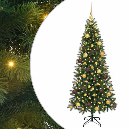 Konstgjord julgran med 300 LED-lampor Grön 180 cm PE och PVC
