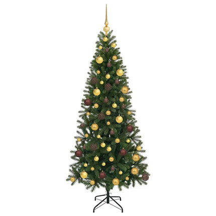 Konstgjord julgran med 300 LED-lampor Grön 180 cm PE och PVC