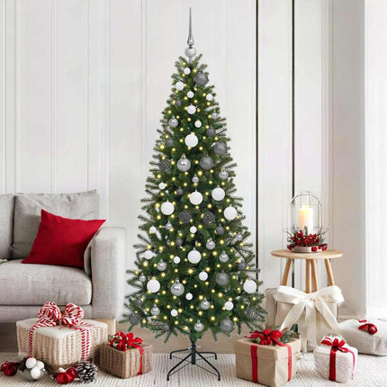 Konstgjord julgran med 300 LED-lampor Grön 180 cm PE och PVC