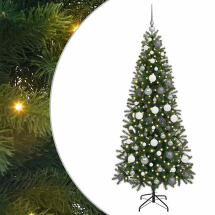 Konstgjord julgran med 300 LED-lampor Grön 180 cm PE och PVC