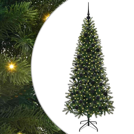 Konstgjord julgran med 300 LED-lampor Grön 180 cm PE och PVC