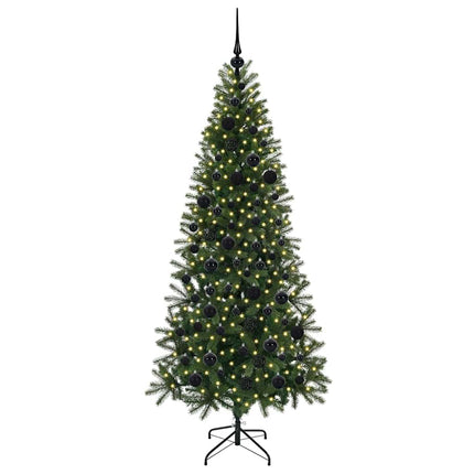 Konstgjord julgran med 300 LED-lampor Grön 180 cm PE och PVC
