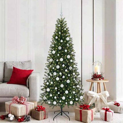 Konstgjord julgran med 300 LED-lampor Grön 180 cm PE och PVC