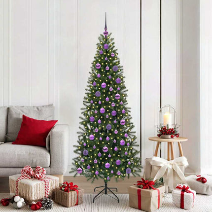 Konstgjord julgran med 300 LED-lampor Grön 180 cm PE och PVC