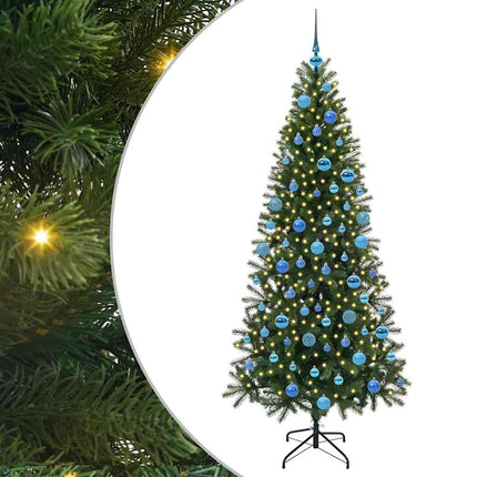Konstgjord julgran med 300 LED-lampor Grön 180 cm PE och PVC