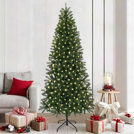 Konstgjord julgran med 300 LED-lampor Grön 210 cm PE och PVC
