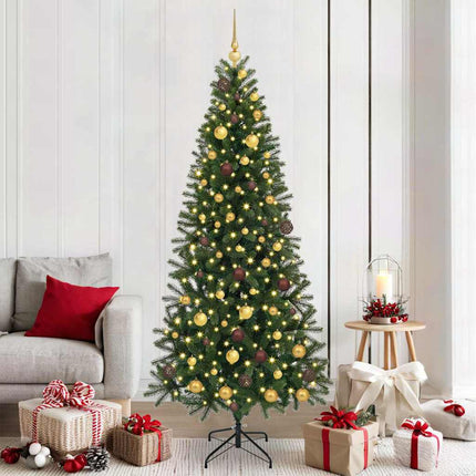 Konstgjord julgran med 300 LED-lampor Grön 210 cm PE och PVC